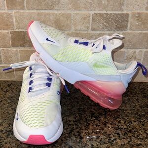 Nike White Sneakers with Pink Air Unit and Blue Accents
